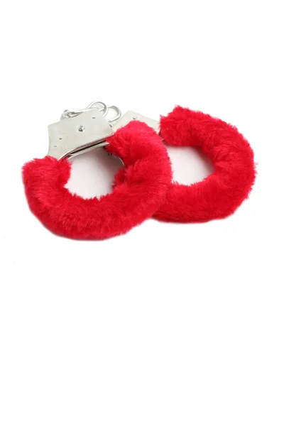 Rosso sessuale manette — Foto Stock
