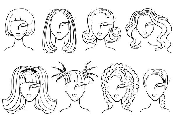Hairstyle elements for salon with face. — Stock Photo, Image