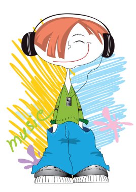 Cool boy and music clipart