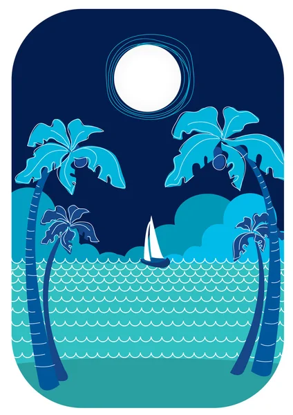 Vektorové moře a palmy v létě — Stock fotografie