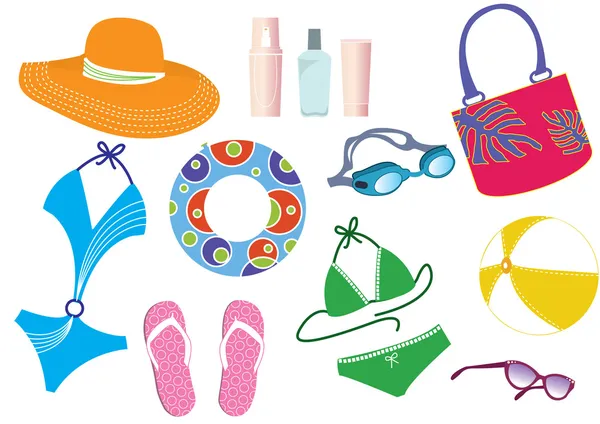 Things for summer holiday for woman on white. — Stock Photo, Image