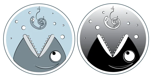 Rybářské icons.fish a červ. — Stock fotografie