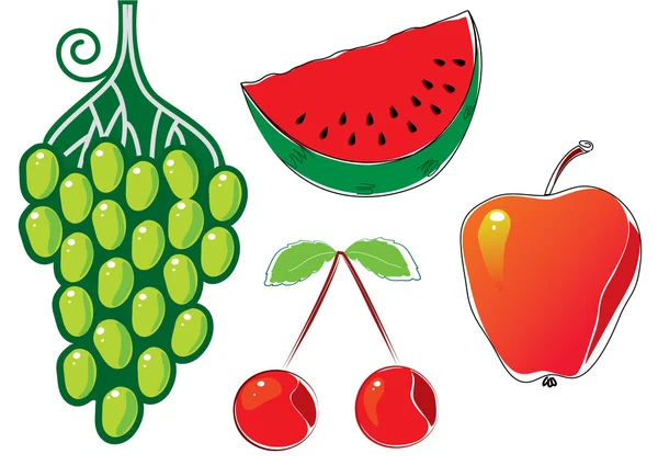 Frutas vectoriales en blanco — Foto de Stock