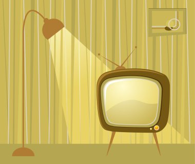 Retro room and TV . clipart