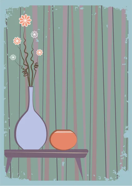 Vektör vazo ile flowers.retro iç — Stok fotoğraf