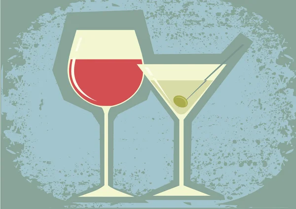 Wineglass. Вино і мартіні — стокове фото