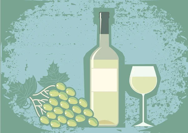 Bílé víno a hrozny — Stock fotografie