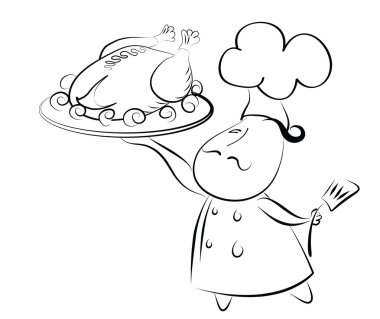 Chef and chicken clipart