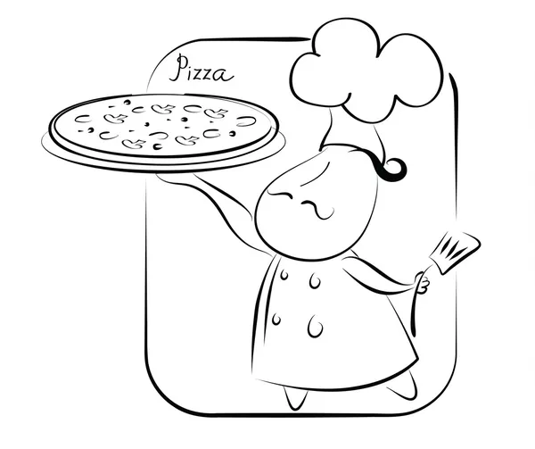 Pizza și bucătar — Fotografie, imagine de stoc