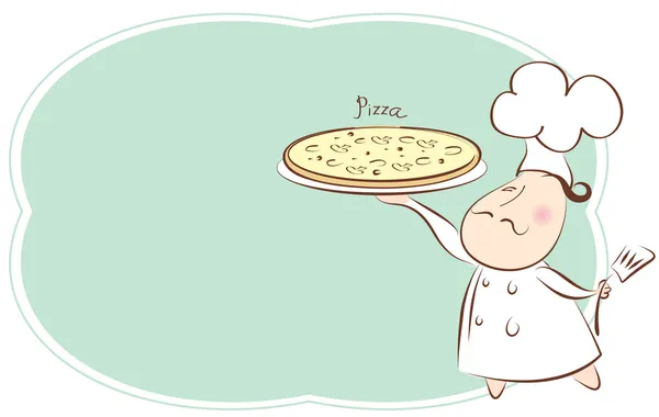 Pizza och kock — Stockfoto