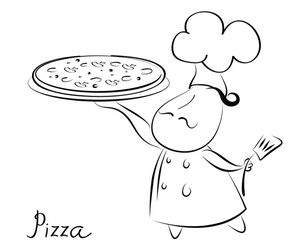 Pizza și bucătar — Fotografie, imagine de stoc