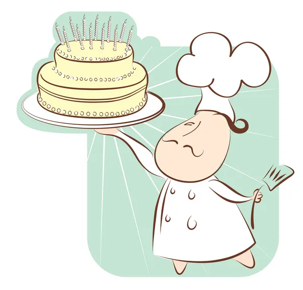 Chef-kok en taart voor celebrate — Stockfoto