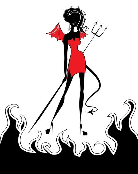 Женщина дьявол и огонь . — стоковое фото