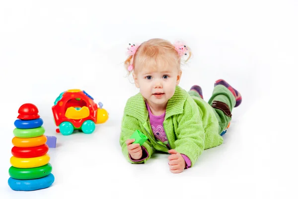 Baby met speelgoed Rechtenvrije Stockafbeeldingen