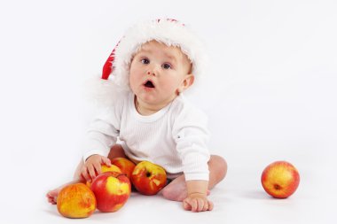 Baby with apples clipart