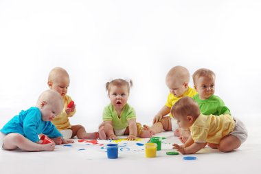 Babies painting clipart