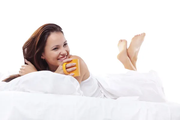 Stock image Cute woman in bed