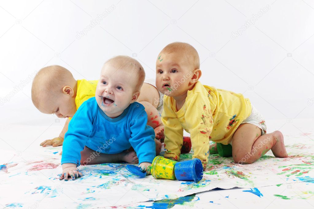 Babies painting — Stock Photo © alenkasm 2784327