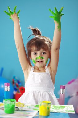 Painting kid girl clipart
