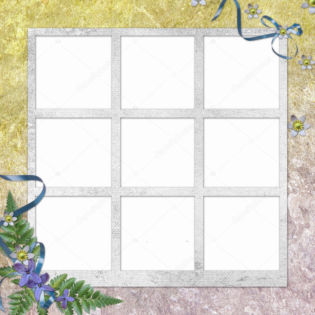 Background with frame and flowers
