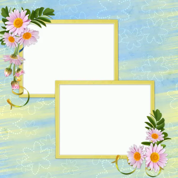 Summer background with frame and flowers — Stock Photo, Image