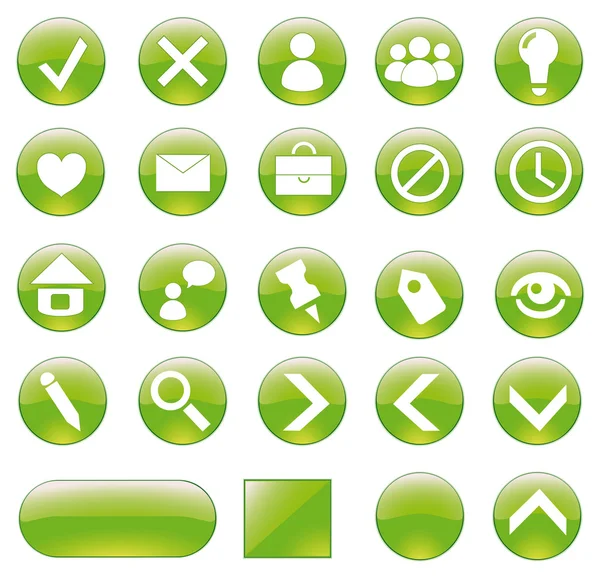 Ensemble de boutons verts . — Image vectorielle