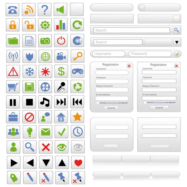 Blanco conjunto de elementos de diseño web — Archivo Imágenes Vectoriales
