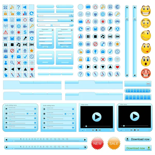 Set di elementi web design blu . — Vettoriale Stock