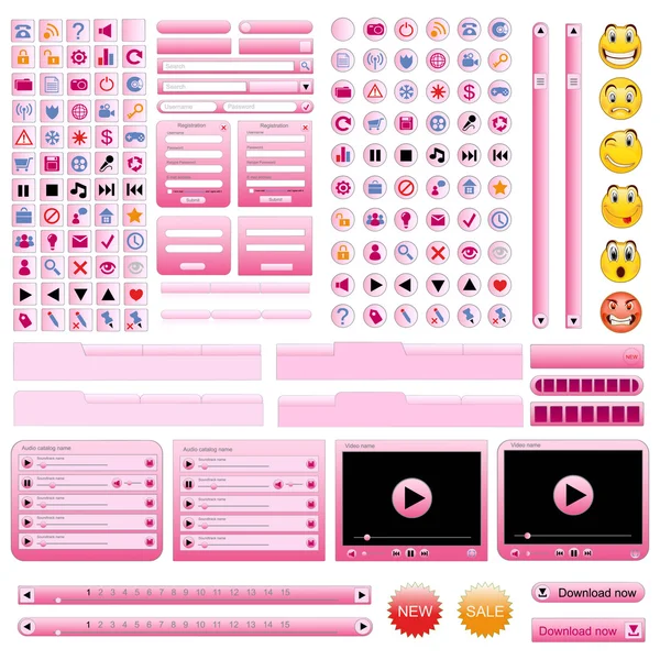 Pink web design elements set. — Stock Vector