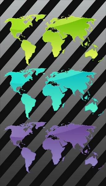 Trzy mapy świata — Wektor stockowy