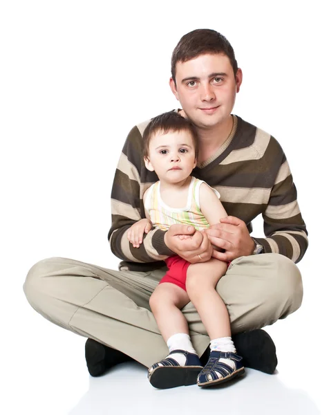 Pai segura filho a mãos — Fotografia de Stock