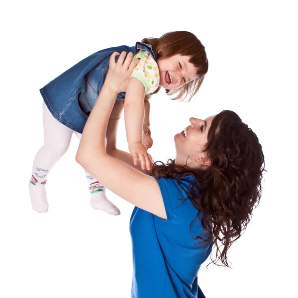 Mother holds daughter on hands — Stock Photo, Image