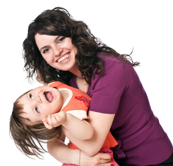 Mother holds daughter on hands — Stock Photo, Image