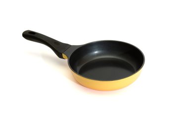 Black and yellow frying pan isolated clipart