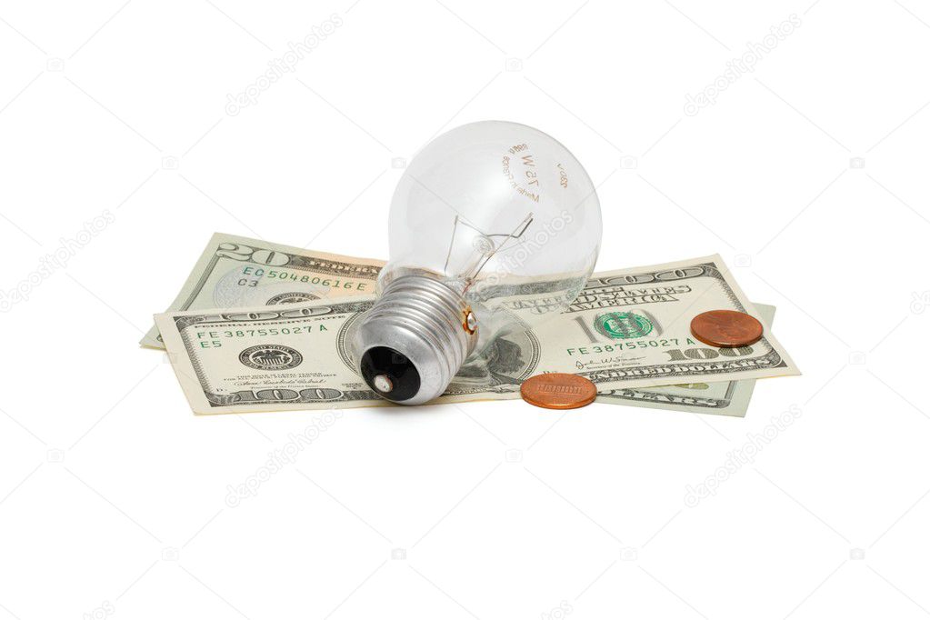 Electric bulb with dollars
