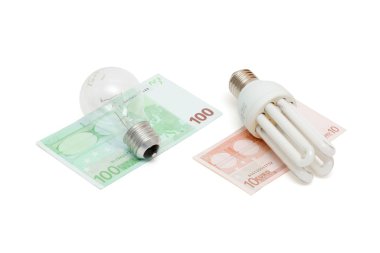 Lamps on euro bills clipart