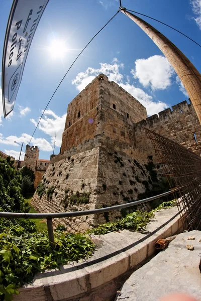 Vista de Fisheye da cidadela em Jerusalém — Fotografia de Stock