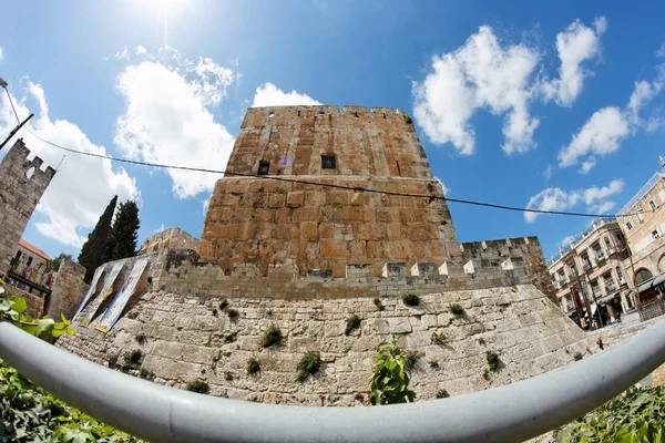 Rybí oko pohled citadely v Jeruzalémě — Stock fotografie
