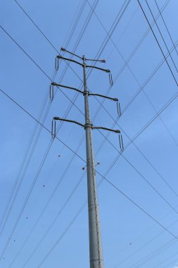 Wires and support of power transmission line clipart
