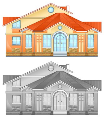 Drawing of country residence clipart