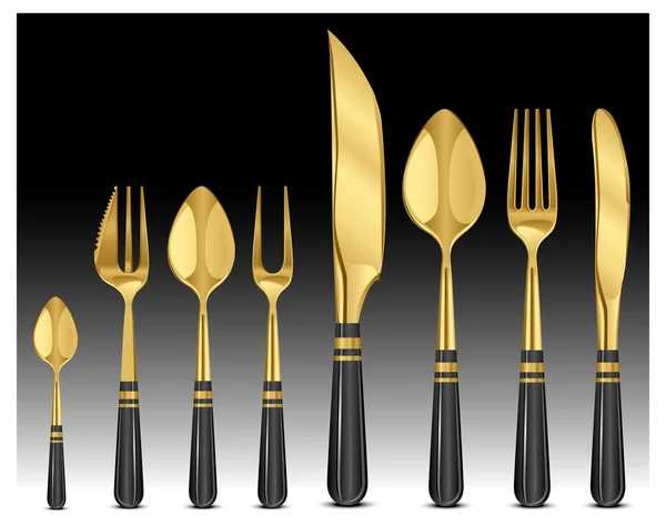 Złoty tablewares — Wektor stockowy