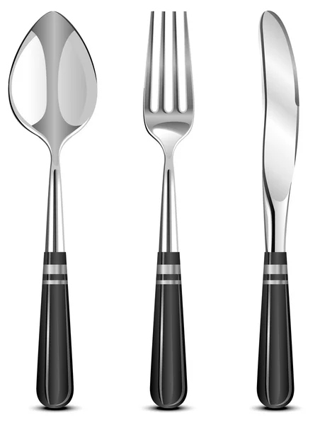 Cucchiaio, forchetta e coltello — Vettoriale Stock