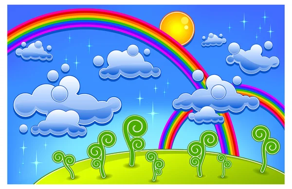 虹の風景 — ストックベクタ