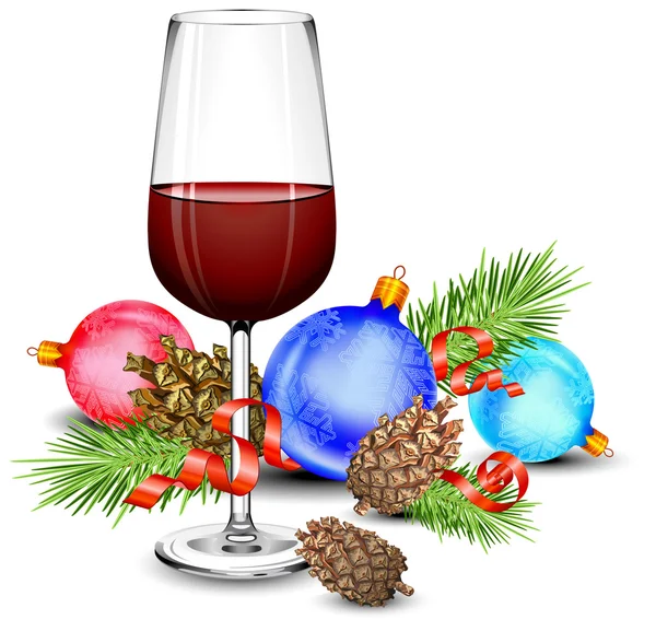 Verre à vin de Noël — Image vectorielle