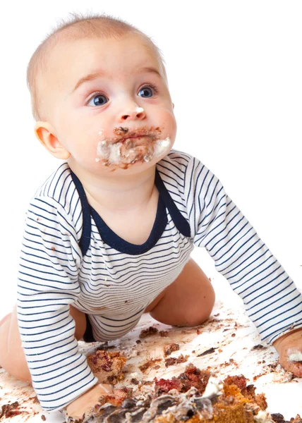 Dziecko i ciasto — Zdjęcie stockowe