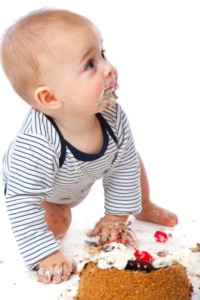 Baby and cake — Stock Photo, Image