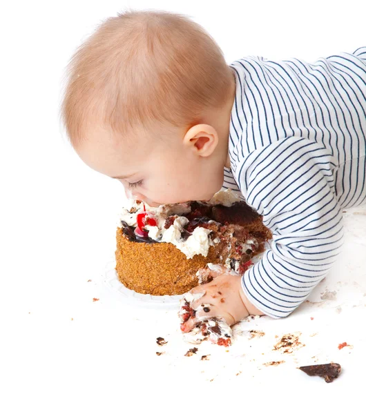 아기와 케이크 — 스톡 사진
