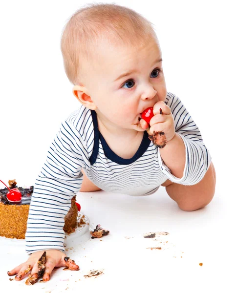 Дитина і торт — стокове фото