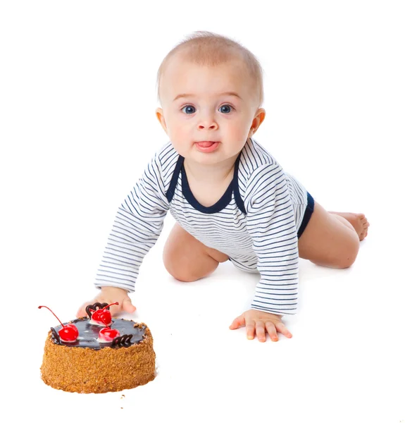 Bébé et gâteau — Photo