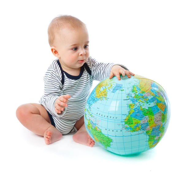 Baby a zeměkoule — Stock fotografie